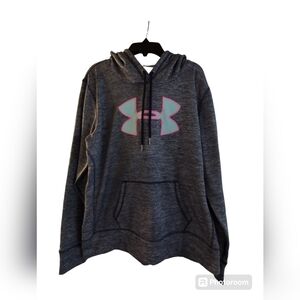 EUC Under Armour dark blue/white with pink and light blue logo Size S